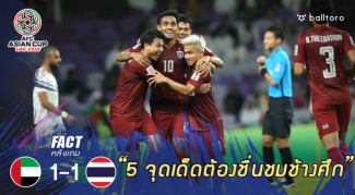 Fact หลังเกม : 5 จุดต้องชม ช้างศึก หลังเจ๊า ยูเออี ทะลุรอบ 16 ทีมเป็นครั้งแรก Fact หลังเกม : 5 จุดต้องชม ช้างศึก หลังเจ๊า ยูเออี ทะลุรอบ 16 ทีมเป็นครั้งแรก