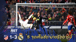Fact หลังเกม : 5 จุดเห็นชัดจากเกม “มาดริดดาร์บี้” ราชันบุกตบหมี 3-1 Fact หลังเกม : 5 จุดเห็นชัดจากเกม "มาดริดดาร์บี้" ราชันบุกตบหมี 3-1