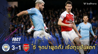 Fact หลังเกม : 5 เรื่องเด่นที่น่าพูดถึง หลังเรือใบทุบปืนแตก 3-1 Fact หลังเกม : 5 เรื่องเด่นที่น่าพูดถึง หลังเรือใบทุบปืนแตก 3-1